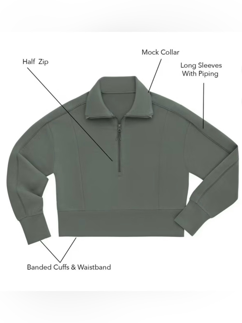 Olive Green Quarter-Zip Pullover NWT Size XL - Picture 5 of 6
